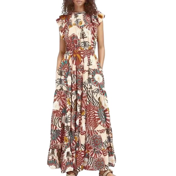 Scotch & Soda Dresses & Skirts - Scotch & Soda Dress Women Medium Maxi Floral Ruched Tier Flare Core Cruise